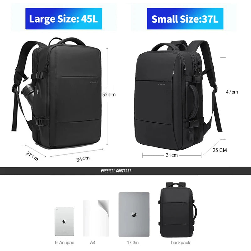 Zaino Espandibile BANGE Da Uomo Per Laptop 17,3 Pollici Impermeabile Grande Capacità Per Viaggio E Escursionismo