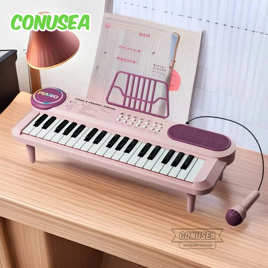 Pianoforte elettrico per bambini 37 Tastiera per bambini con microfono Canzoni che cantano Sviluppo Giocattolo educativo Giochi di strumenti musicali Bambini