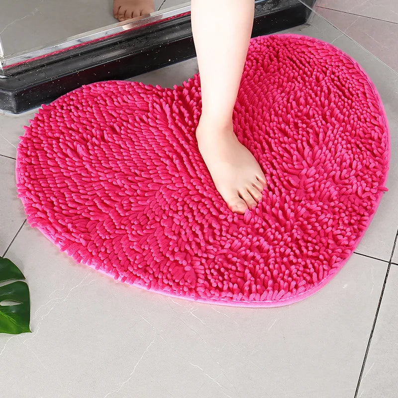 Tappetini Da Bagno Con Cuore In Ciniglia Antiscivolo Assorbente Set Da Bagno Di Lusso Spedizione Gratuita Per Casa