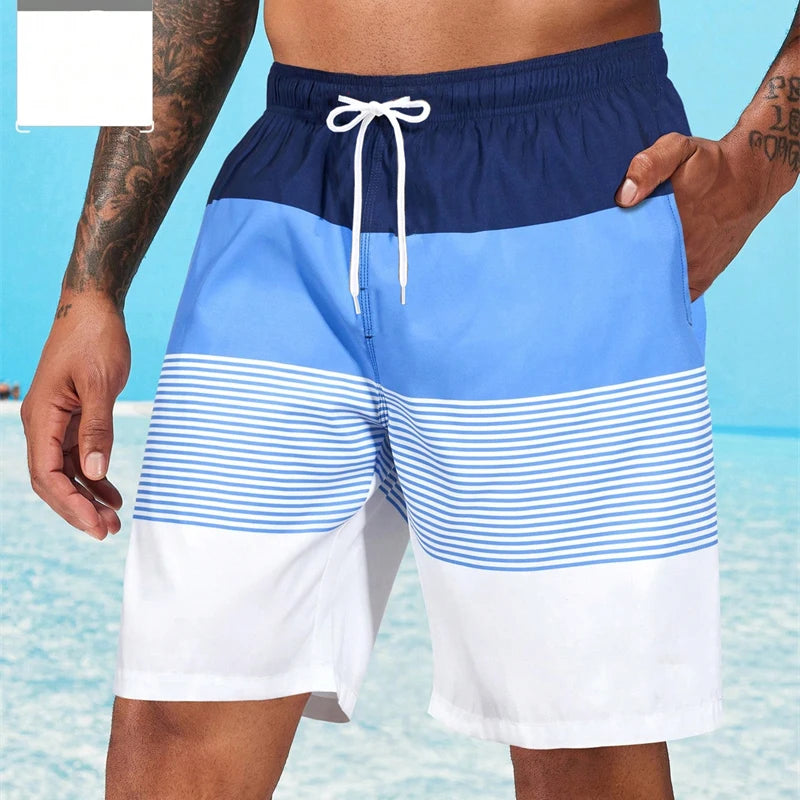 Pantaloncini Da Spiaggia Da Uomo A Righe Classiche Casual Sportivi Largi Traspiranti Ad Asciugatura Rapida Estivi Nuovi