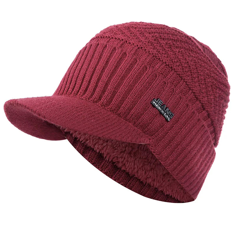 Cappello In Lana Per Uomo Autunno Inverno Lavorato A Maglia Con Visiera Imbottita Caldo E Confortevole
