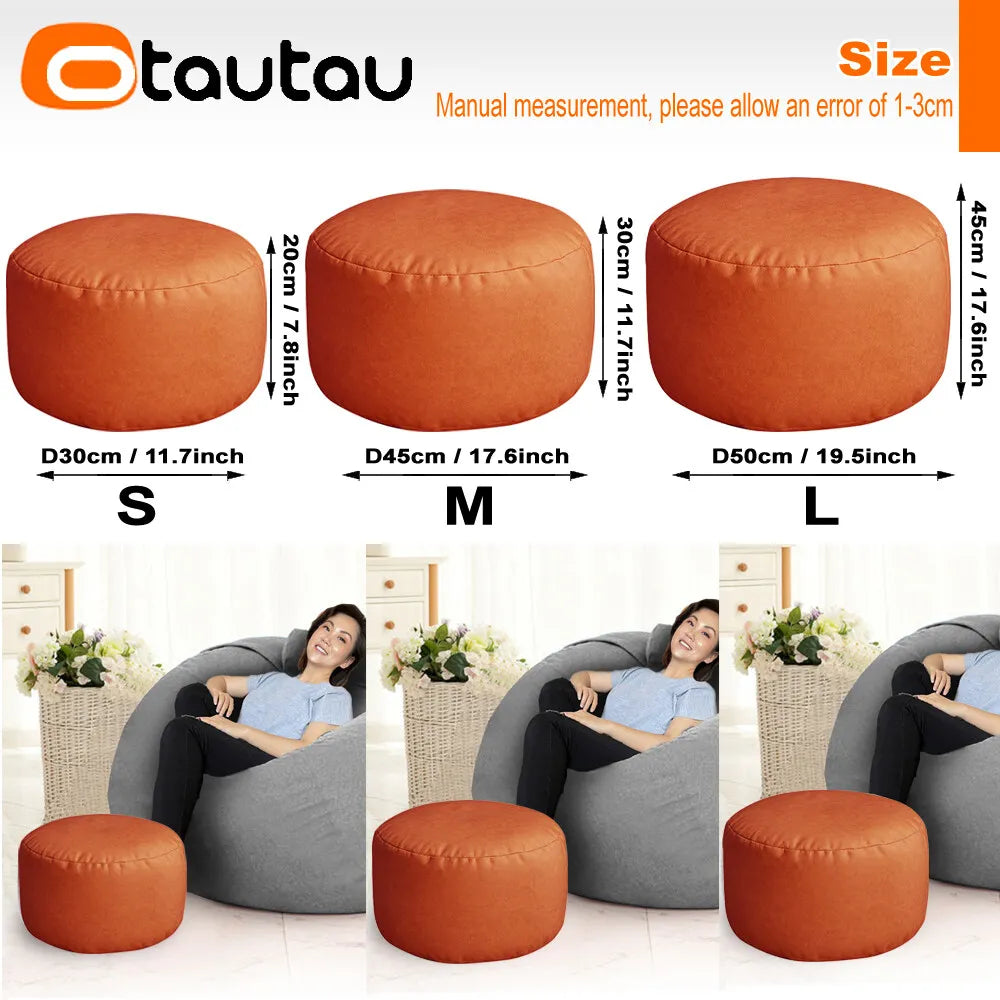 Otautau Beanbag Poggiapiedi Rotondo In Ecopelle Con Sedile Soffio D30xH20cm Sgabello Pouf Per Pavimento