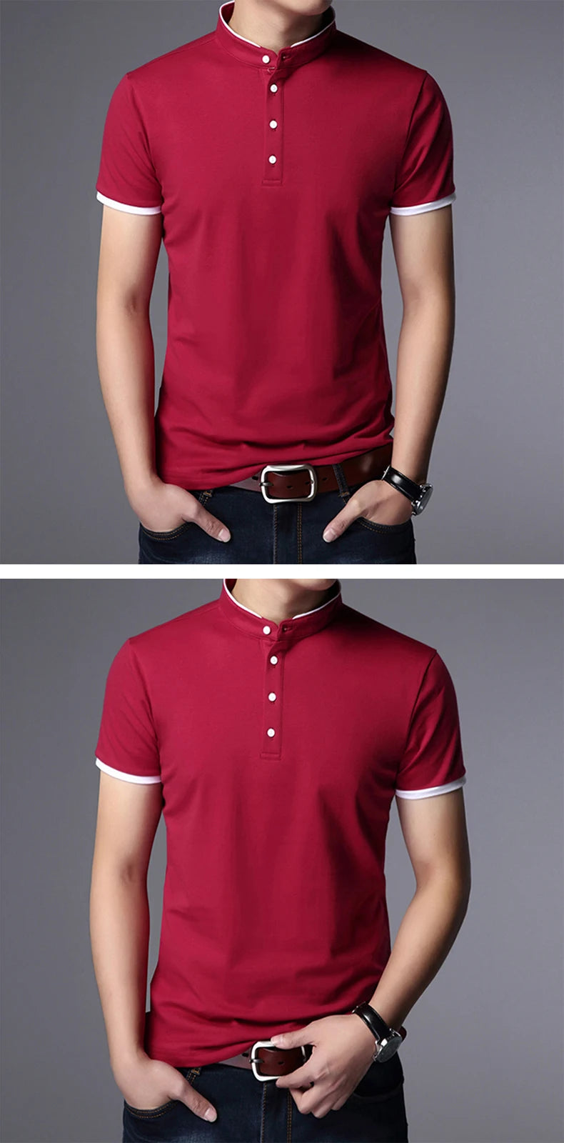 Polo Casual Da Uomo Per Ufficio A Maniche Corte Liscio E Resistente Alle Rughe Antipilling Confortevole Pulsante