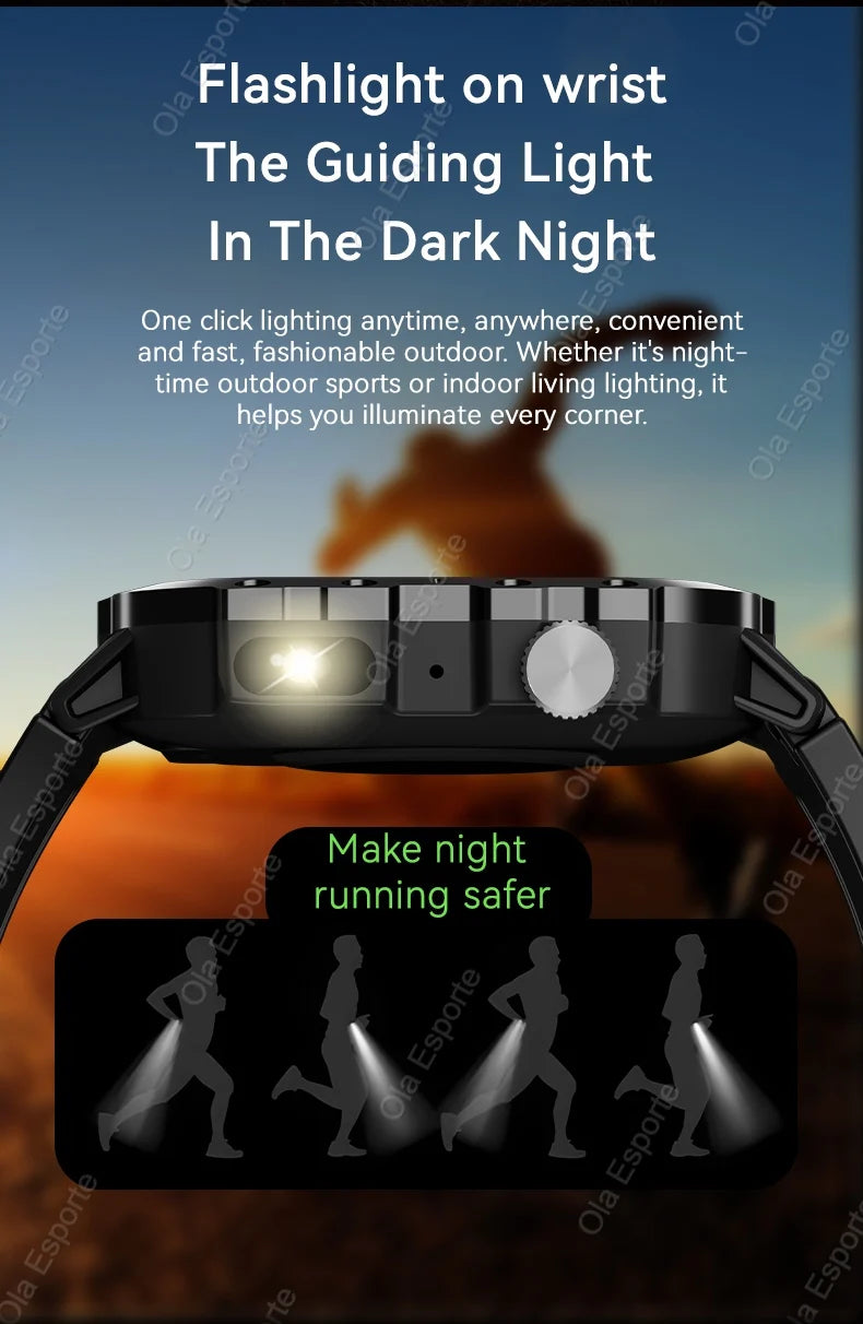 Smartwatch Militare Per Uomo 2026 IP67 3ATM GPS Bluetooth Salute Pressione Sanguigna Chiamate