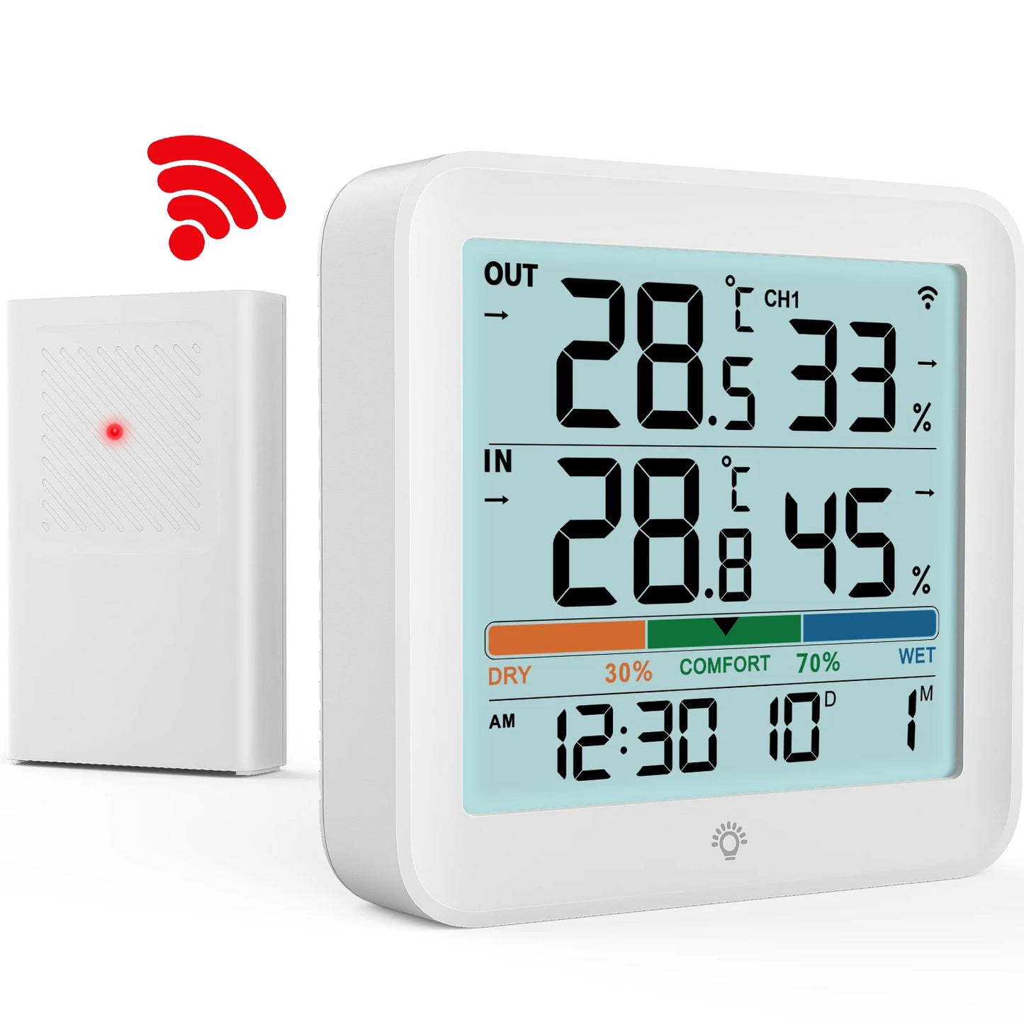 NOKLEAD Termometro Digitale LCD Igrometro Misuratore Di Umidità E Temperatura Interna Ed Esterna Per Ufficio E Casa