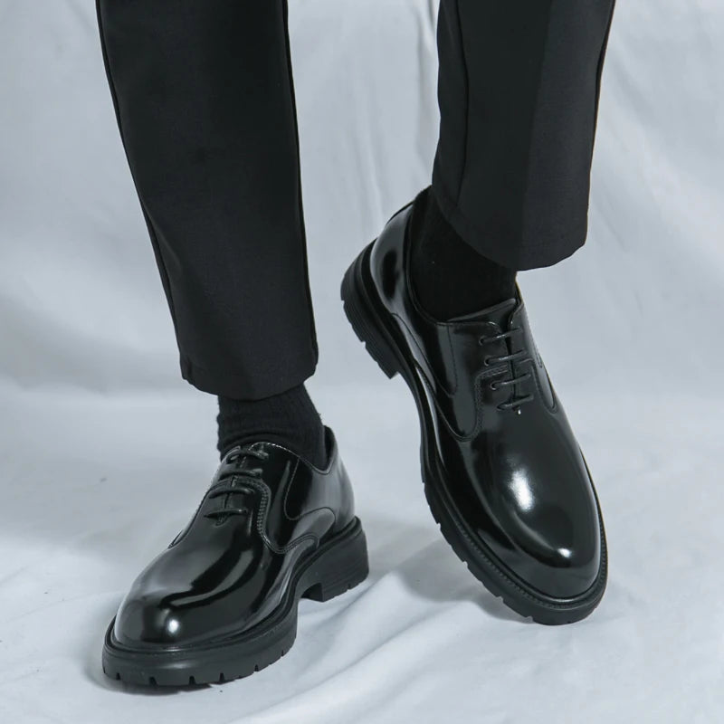 Scarpe Da Uomo In Pelle Con Suola Spessa Formali Da Lavoro Oxford Classiche Fatto A Mano Calzature Casual