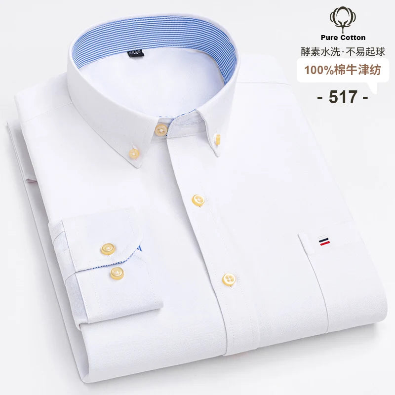 Camicia Da Uomo In Cotone Oxford A Quadri Maniche Lunghe Vestibilità Regolare Con Tasca Frontale