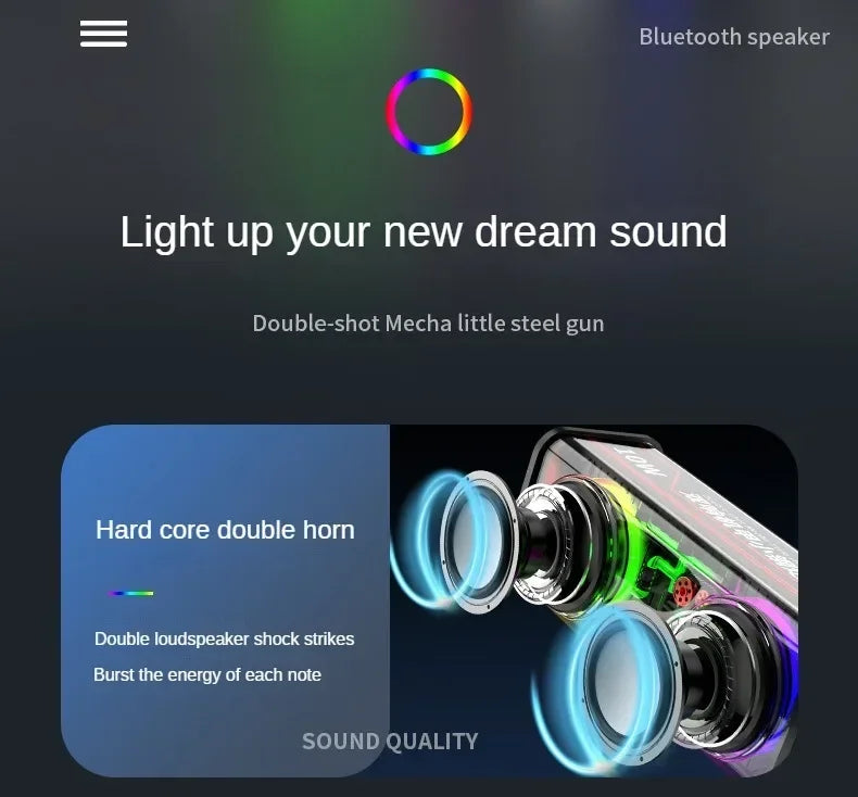V8 Trasparente Altoparlante Bluetooth 5.0 Wireless Doppio Bassi Diaframma Subwoofer RGB Luce Mini Altoparlante per Festa