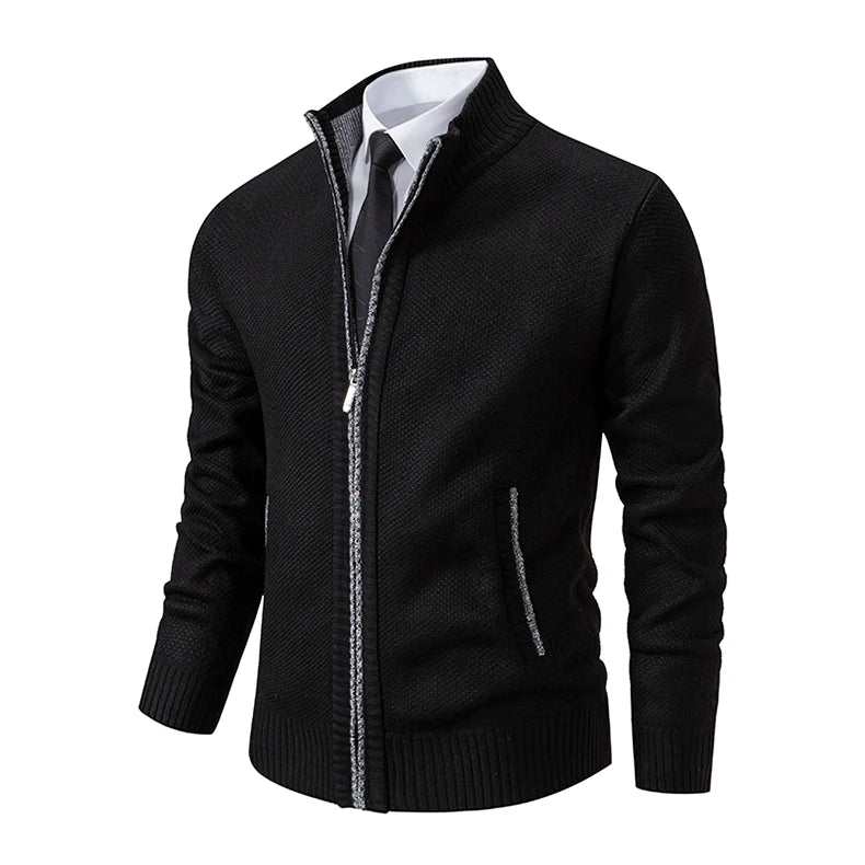 Cappotto Sportivo Casual Da Uomo In Jersey Autunno Inverno Con Colletto Alla Coreana E Cerniera Frontale In Pile