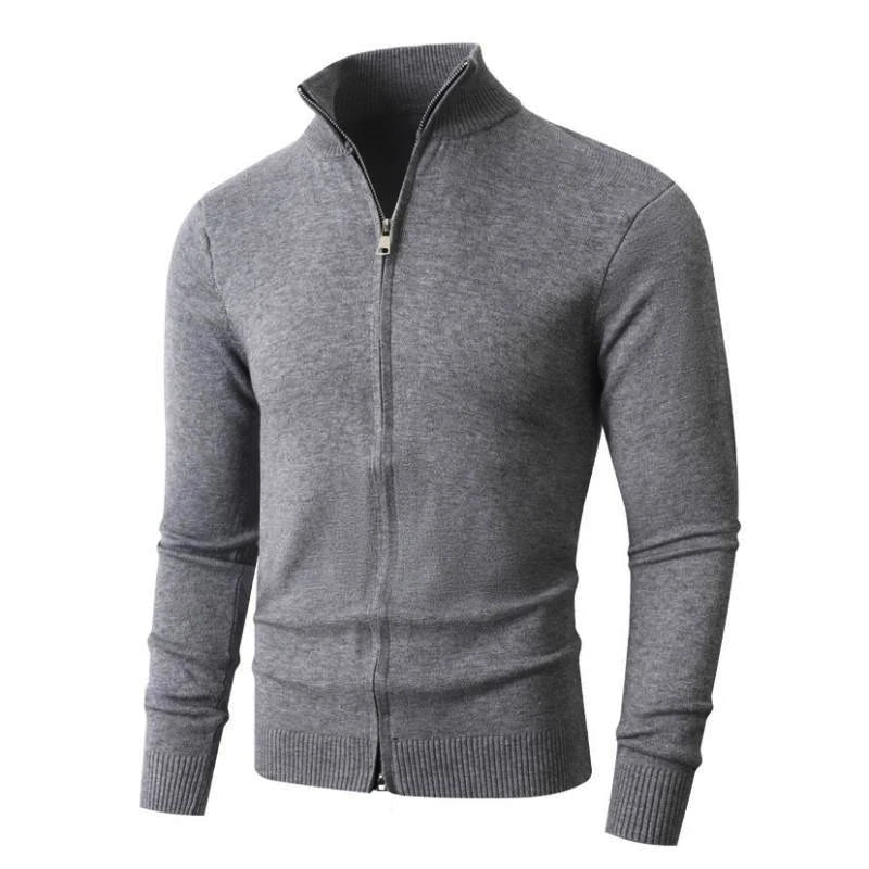 Cardigan Uomo Lana Mista Con Zip Frontale Dolcevita Animal Game Pratico E Caldo