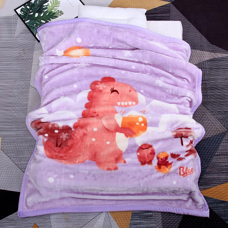 Coperta Morbida Raschel 105x135 Per Bambini Fumetto Inverno Caldo Peluche Copriletto Trapunta