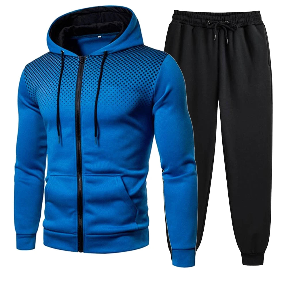Tuta Da Uomo Set Abbigliamento Sportivo Con Cappuccio Cerniera Felpa Pantaloni Da Corsa Per Allenamento