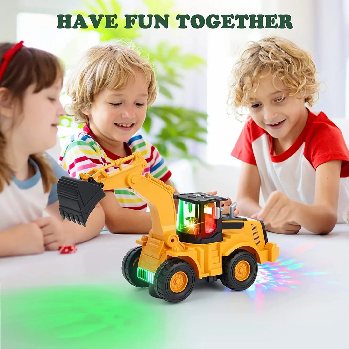 Giocattoli Escavatore Per Bambini 2 Anni, Camion Scavatore Con Ruote Elettriche E Luce, Veicolo Da Costruzione