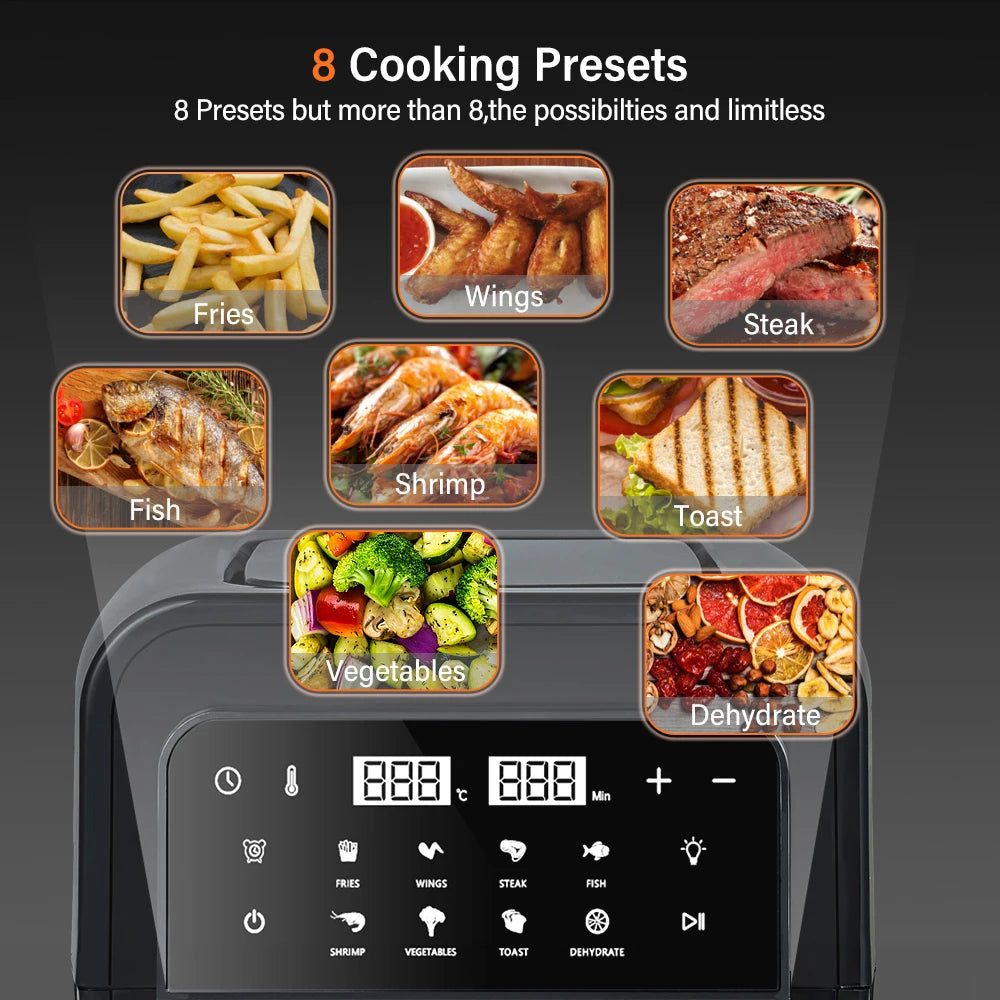 Friggitrice Ad Aria Multifunzionale BioloMix Da 7 Litri Senza Olio Forno Disidratatore Convezione Touch Screen
