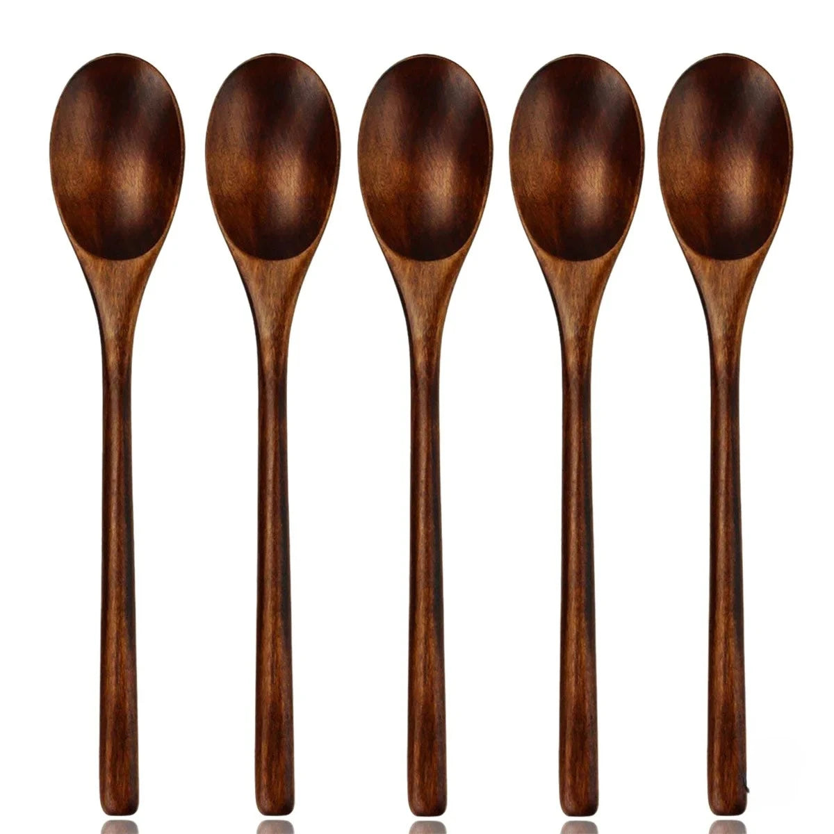 Set 5 Pezzi Cucchiai In Legno Con Mestolo Cucchiai Da Zuppa E Forchetta Ecologici Naturali Per Cucinare