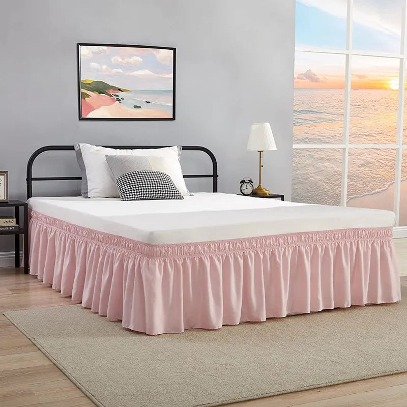 Gonne Da Letto Avvolgenti Con Volant Per Letti Queen In Tessuto Resistente Alle Pieghe Elastico Regolabile Facile Da Montare