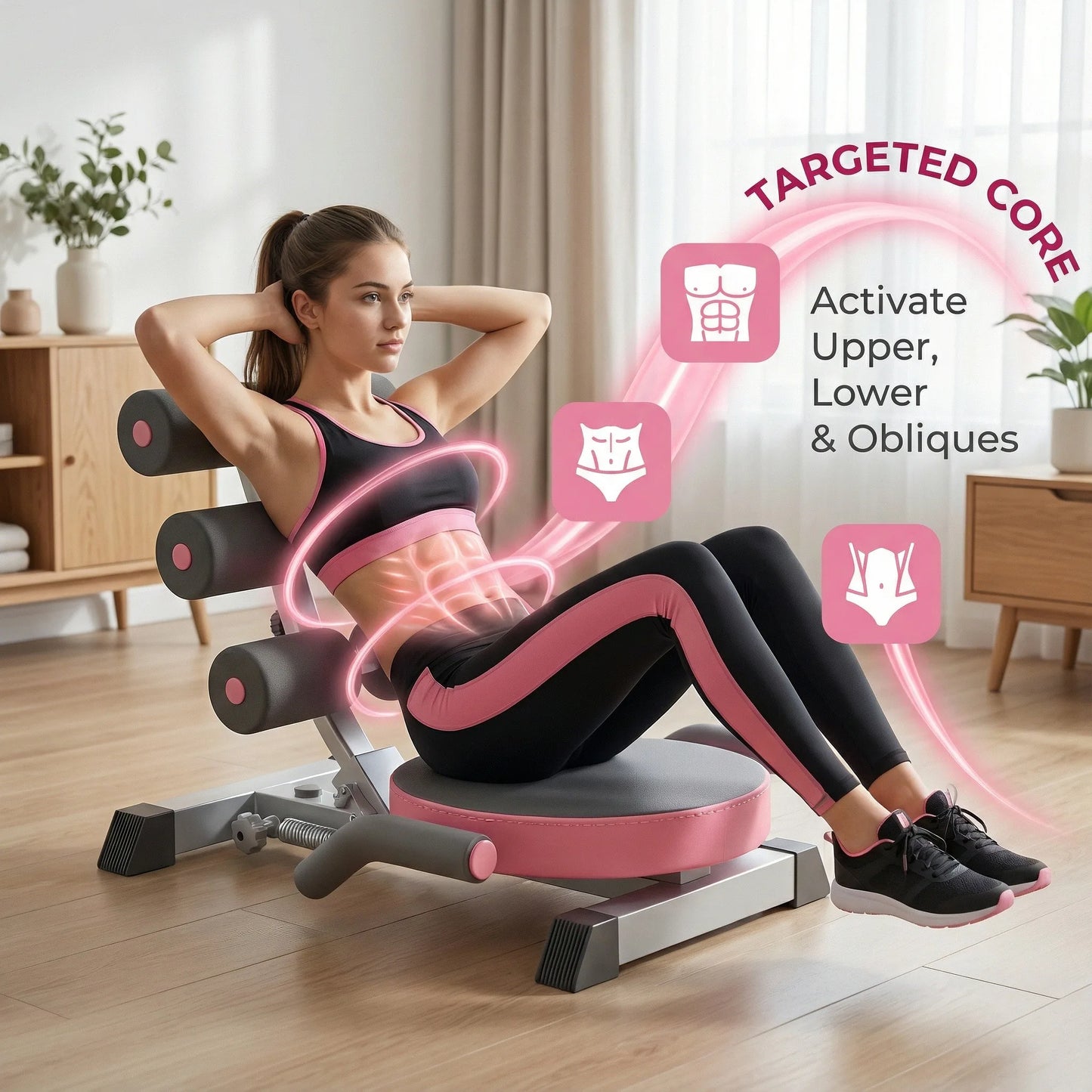 Scooter Addominale Multifunzionale Per Allenamento Core A Casa Con Compressore Integrato Per Definire Addominali