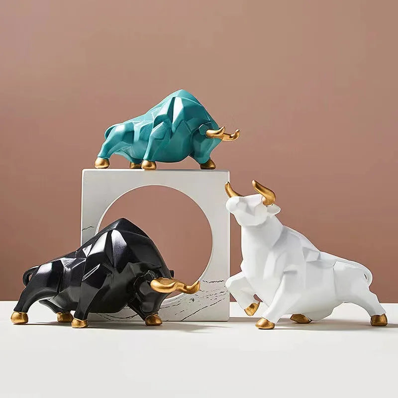 Mini Modello Toro Geometrico In Resina Feng Shui Decorazione Da Interni Wall Street Azioni Figurine