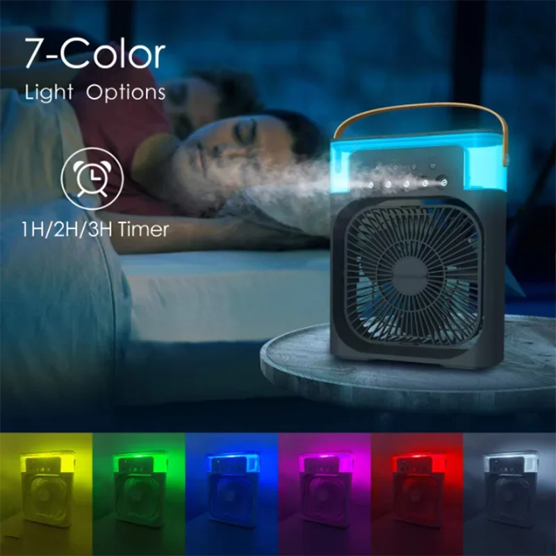 Raffreddatore D'Aria Portatile Con Ventilatore A Tre Velocità Umidificatore Luci Notturne LED Per Ufficio Casa Moderna