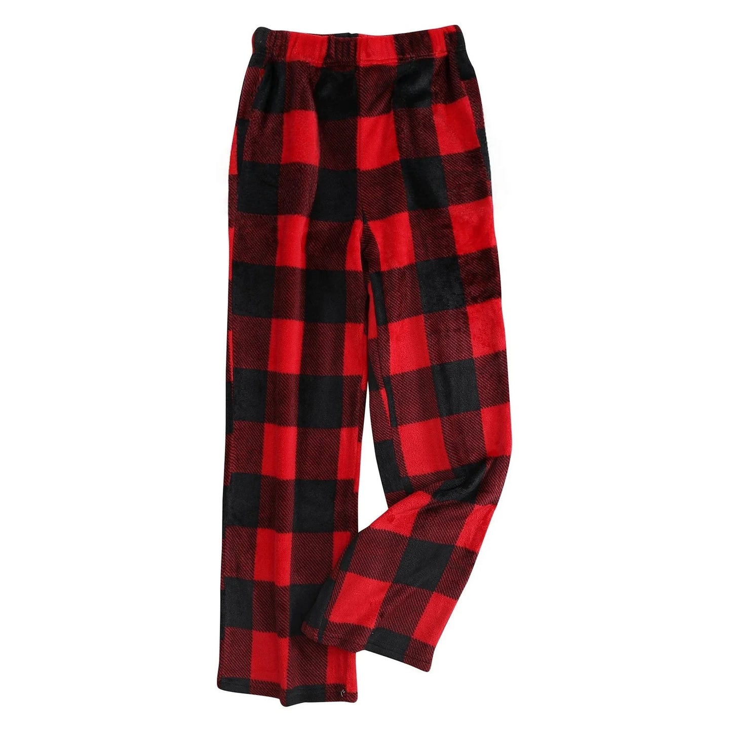 Pantaloni Del Pigiama Da Donna Con Vita Elastica E Scozzesi In Pile Morbidi Con Tasche Peluche