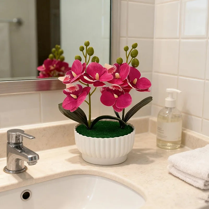 Due Set Di Tre Fiori Simulati Orchidee A Farfalla Piante In Vaso Decorazioni Per La Casa Regalo Di San Valentino