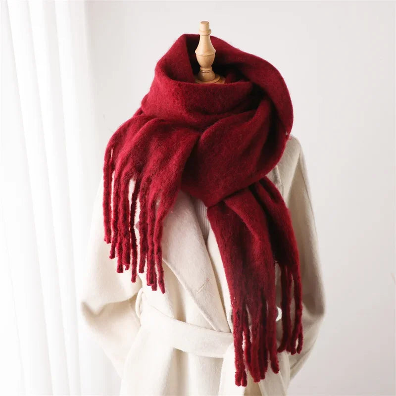 Sciarpa Invernale Per Donna Cashmere Caldo Pashmina Morbida Grande Scialle Con Nappa Poncho Lungo Echarpe