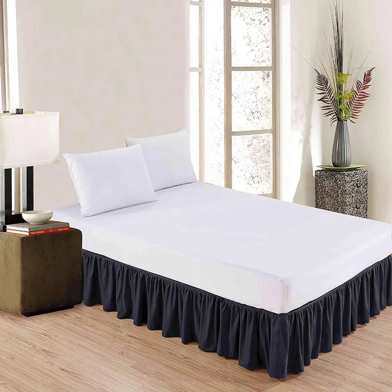 Gonne Da Letto Avvolgenti Con Volant Per Letti Queen In Tessuto Resistente Alle Pieghe Elastico Regolabile Facile Da Montare