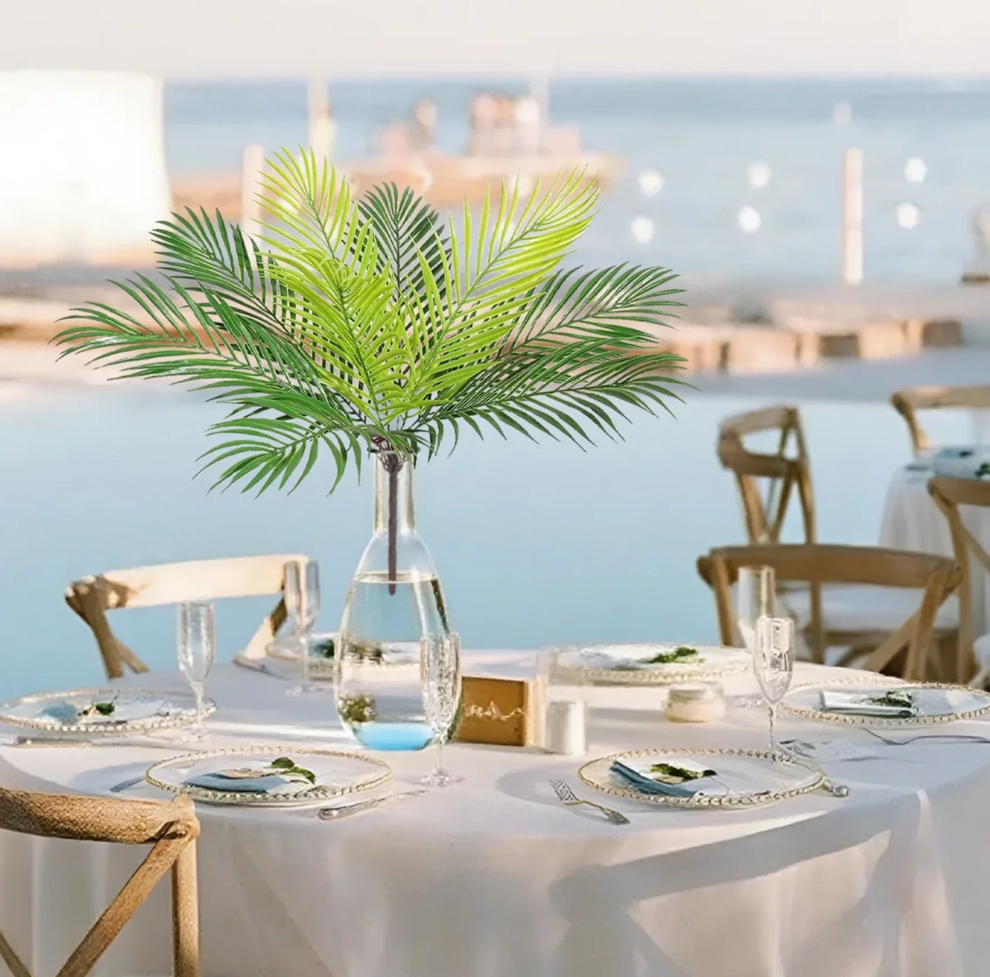 Palma Artificiale Tropicale Con Rami Di Foglie In Plastica Verde Per Decorazione Giardino Esterno Misure 50 90 120 Cm
