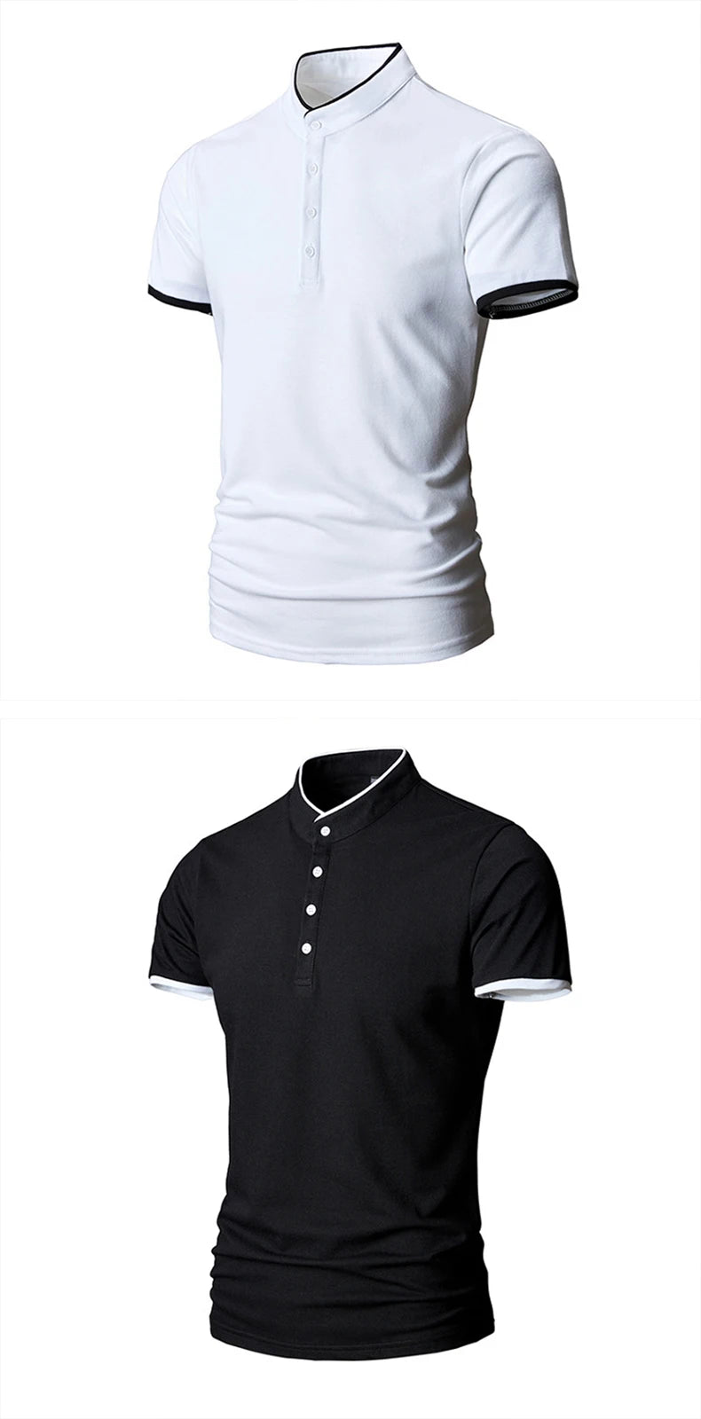 Polo Casual Da Uomo Per Ufficio A Maniche Corte Liscio E Resistente Alle Rughe Antipilling Confortevole Pulsante