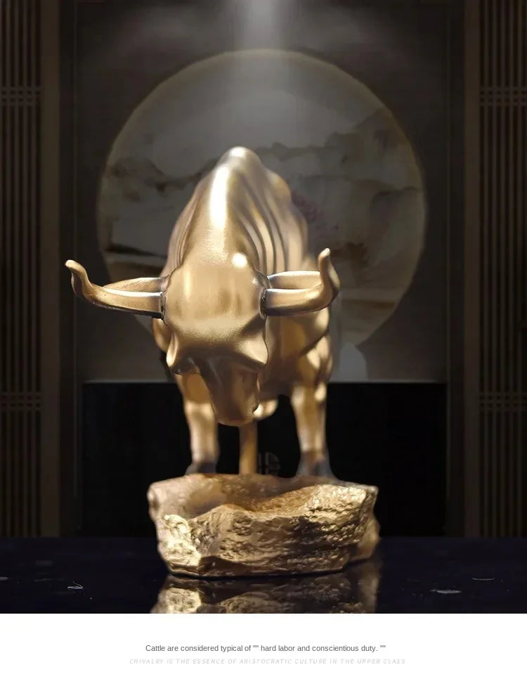 Statua di Toro Portafortuna di Lusso, Scultura Moderna per il Segno Zodiacale Toro, Decorazione da Scrivania per Uomini, Esposizione per Casa e Ufficio, Regalo Artistico
