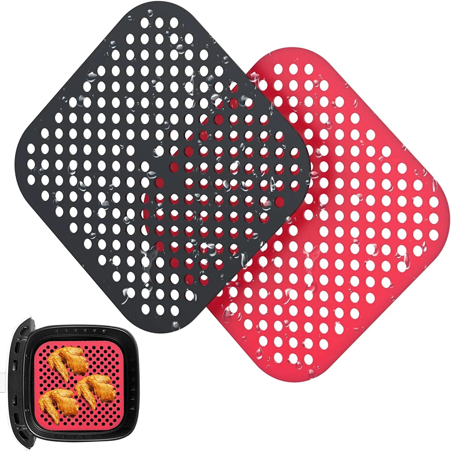 Fodere Quadrate Riutilizzabili Per Friggitrice Ad Aria In Silicone Antiaderenti Per Cottura A Vapore Facili Da Pulire