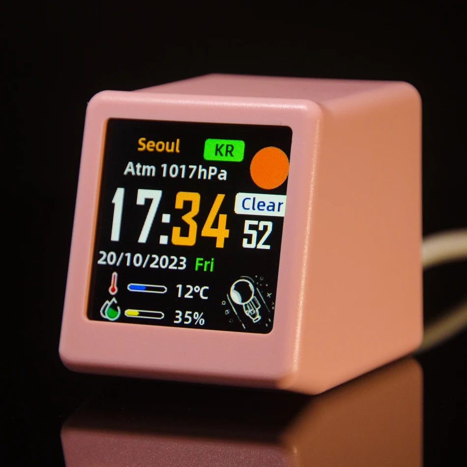 Stazione Meteo WiFi GeekMagic Ultra Smart Con Orologio Da Comodino Album E Animazioni GIF Decorazione Da Scrivania