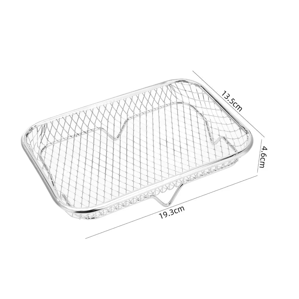 Friggitrice Ad Aria Cremagliera Impilabile Griglia Cestino In Acciaio Inox Antiaderente Per Air Fryer Vassoio