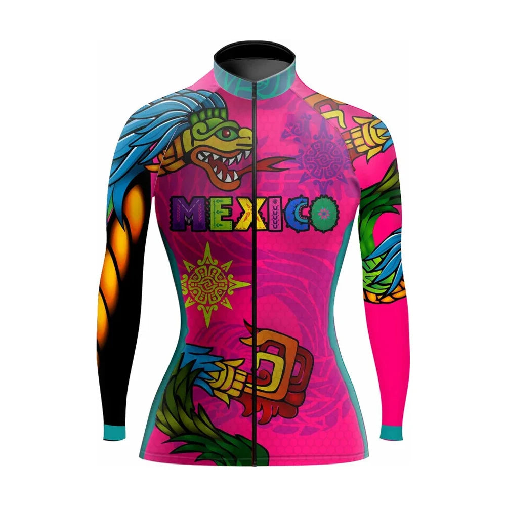 Downorup Maglia Ciclismo Donna Manica Lunga Tutta La Stagione Pile Caldo Leggera Modello L001