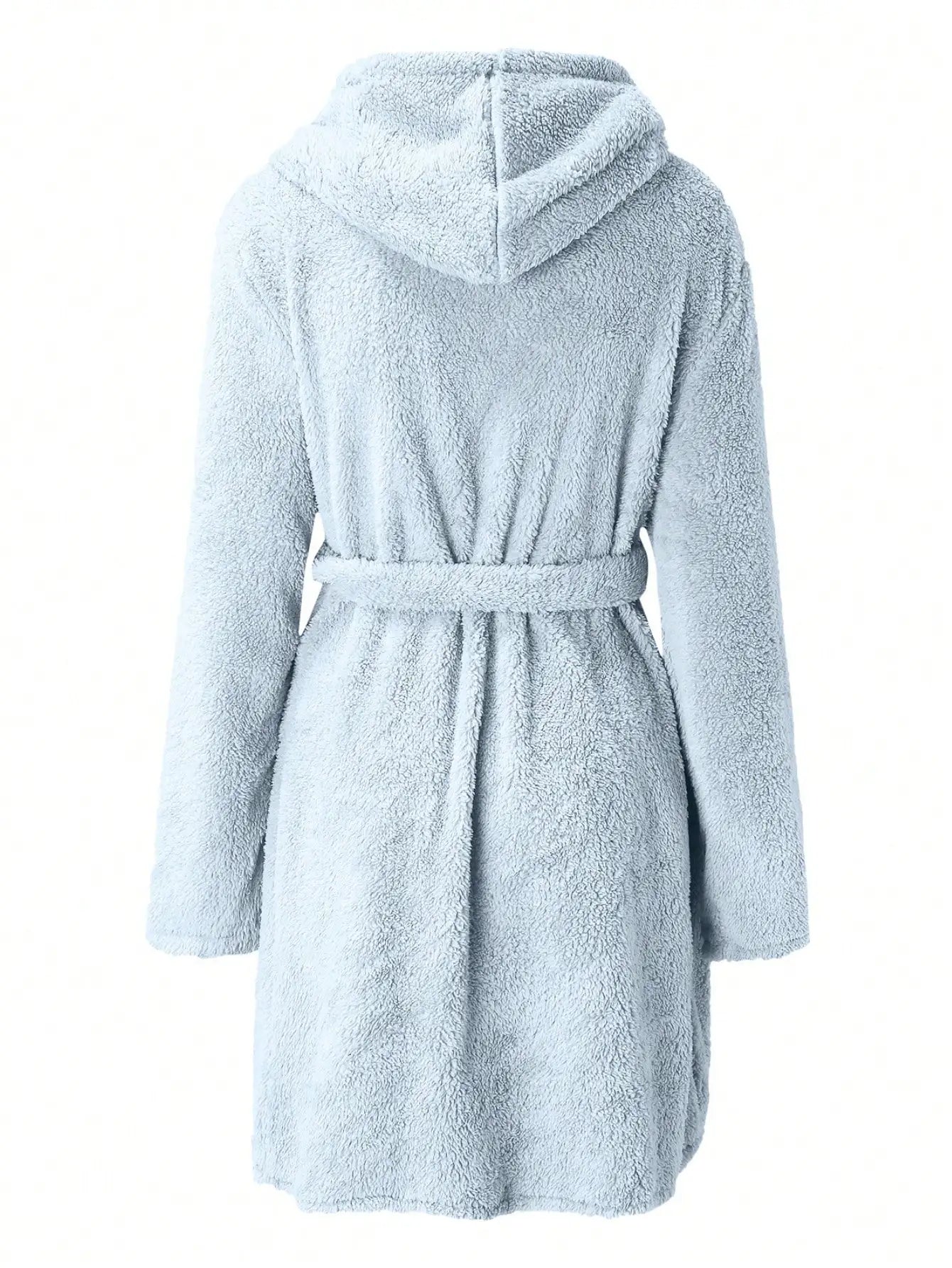 Vestaglia Da Donna Con Cappuccio Tinta Unita Con Cintura Calda E Morbida Per Casa Autunno Inverno