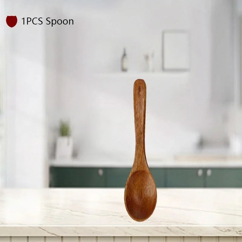 Wxcoo Cucchiai Da Cucina In Legno Di Teak Naturale Set Spatole E Paletta In Legno Antiaderente Utensili Da Cucina