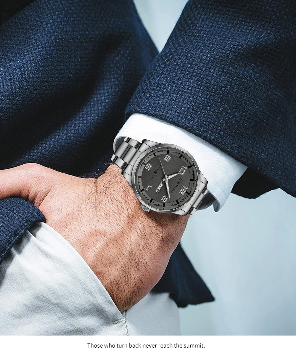 CRRJU Orologi Da Uomo Nuovi Casual Business Cinturino In Acciaio Inox Quarzo Con Data Lancette Luminose
