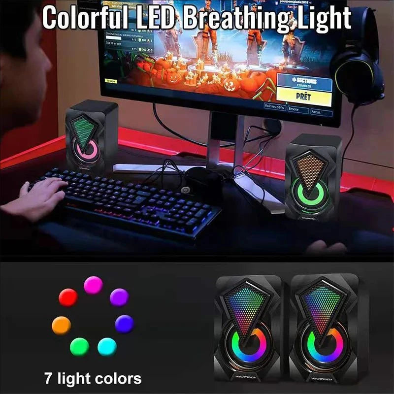 Nuovo Altoparlante Per Computer X2 Illuminato RGB USB Mini Cablato Multimediale Per PC Laptop Desktop