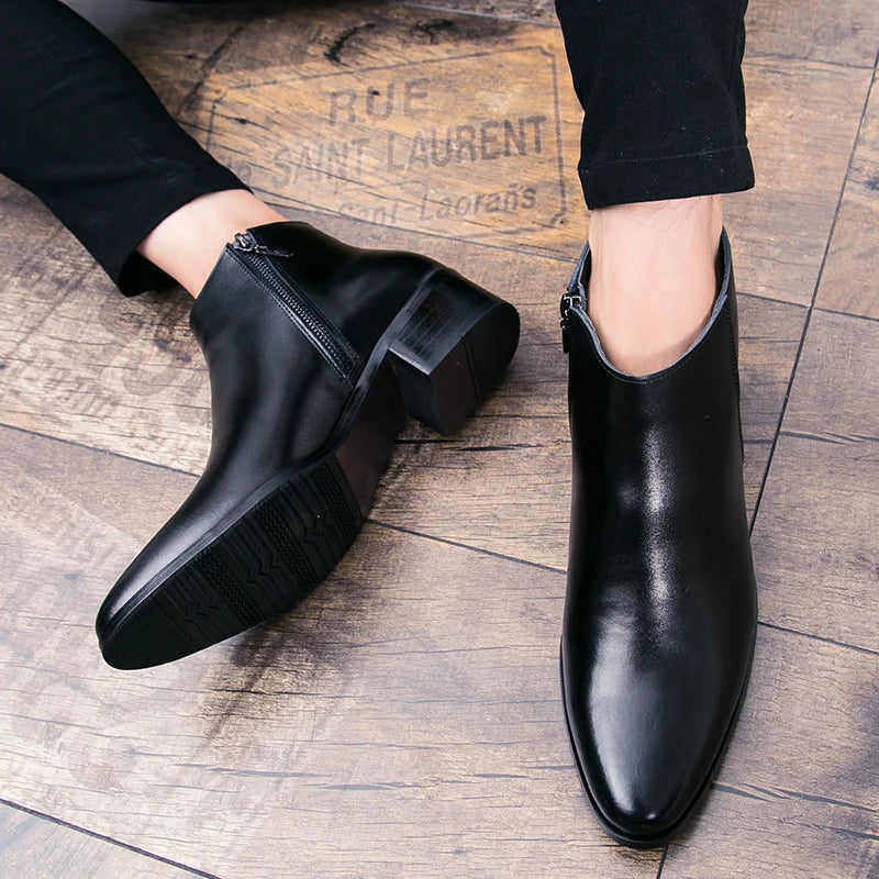 Stivaletti Chelsea Classici Da Uomo Neri In Pelle In Stile Britannico Con Zip Slip On Eleganti Alte