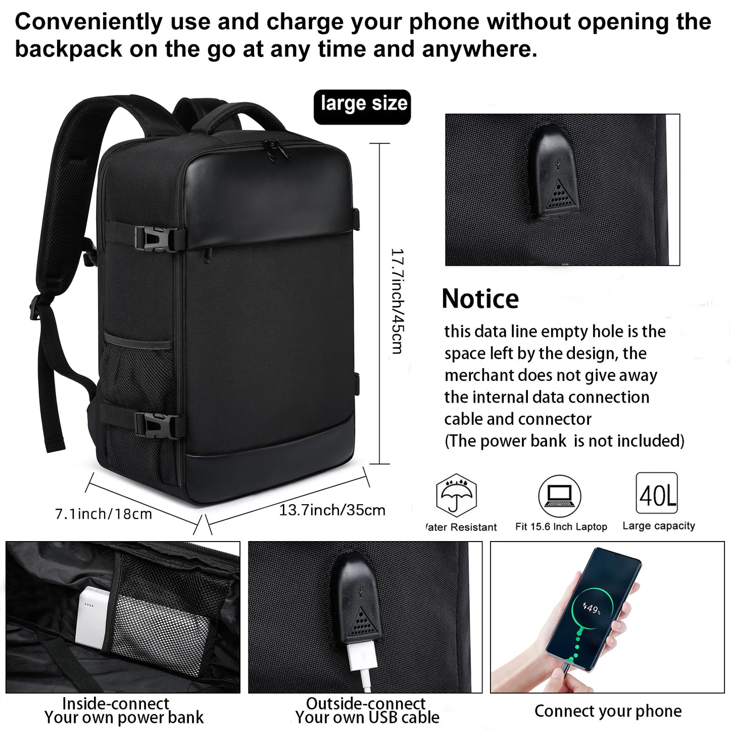 Zaino Da Viaggio Per Cabina Unisex Compatibile Con Ryanair 40x20x25 E EasyJet 45x36x20 Zaino Per Laptop
