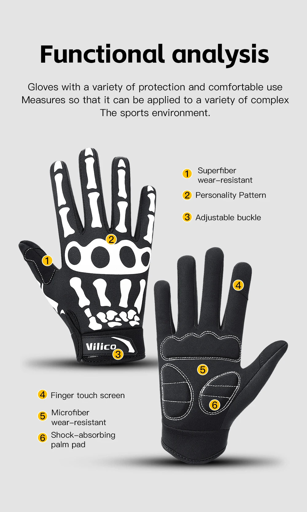 Guanti Da Equitazione E MTB Antiscivolo Con Touch Screen Resistente All Usura Unisex Regalo Halloween