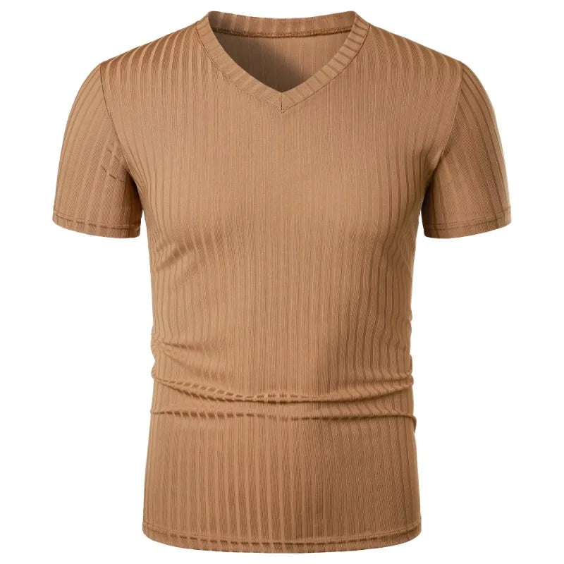 T Shirt Muscolari Da Uomo A Maniche Corte Estive Elasticizzate Scollo A V Bodybuilding Streetwear Allenamento Costine