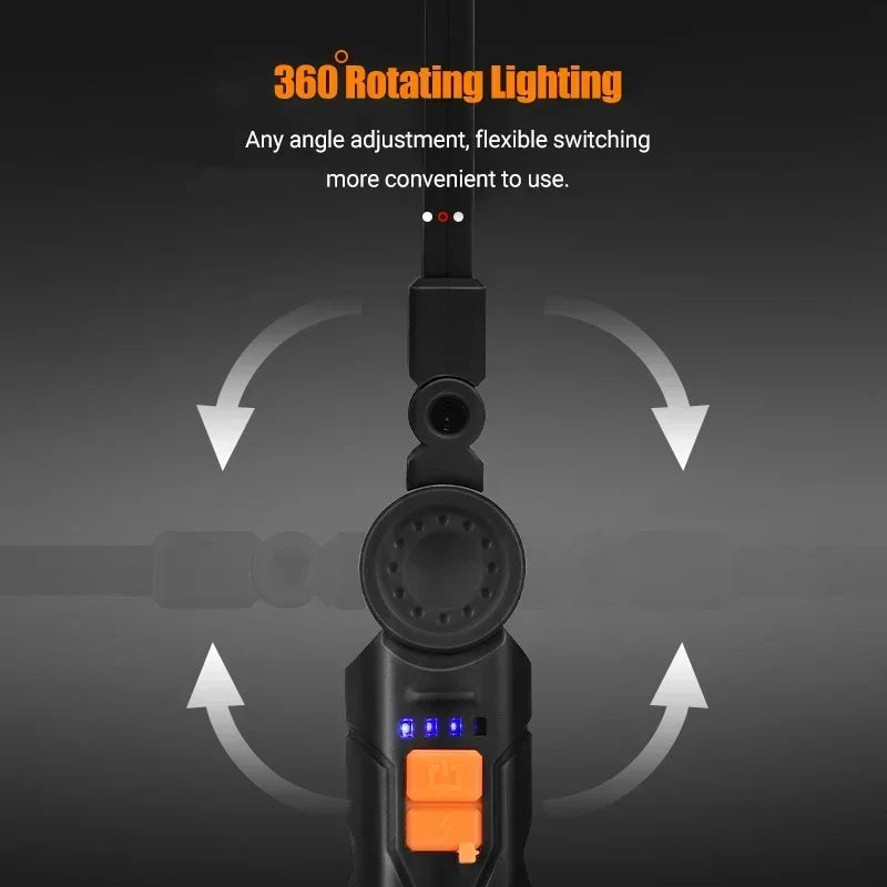 Torcia Portatile A LED COB Ricaricabile USB Lanterna Magnetica Con Batteria Incorporata Per Campeggio E Lavoro