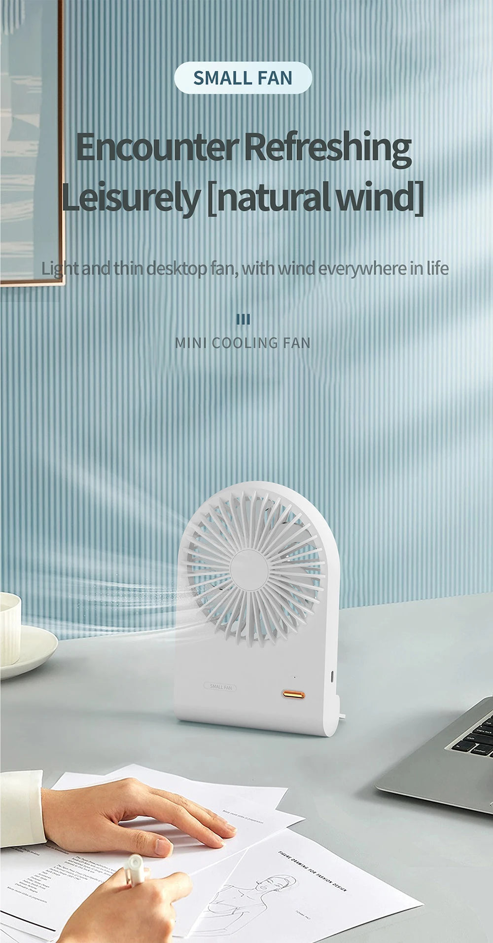 Ventilatore USB Portatile Ricaricabile per Studenti Dormitorio Pratico Compatto Efficiente