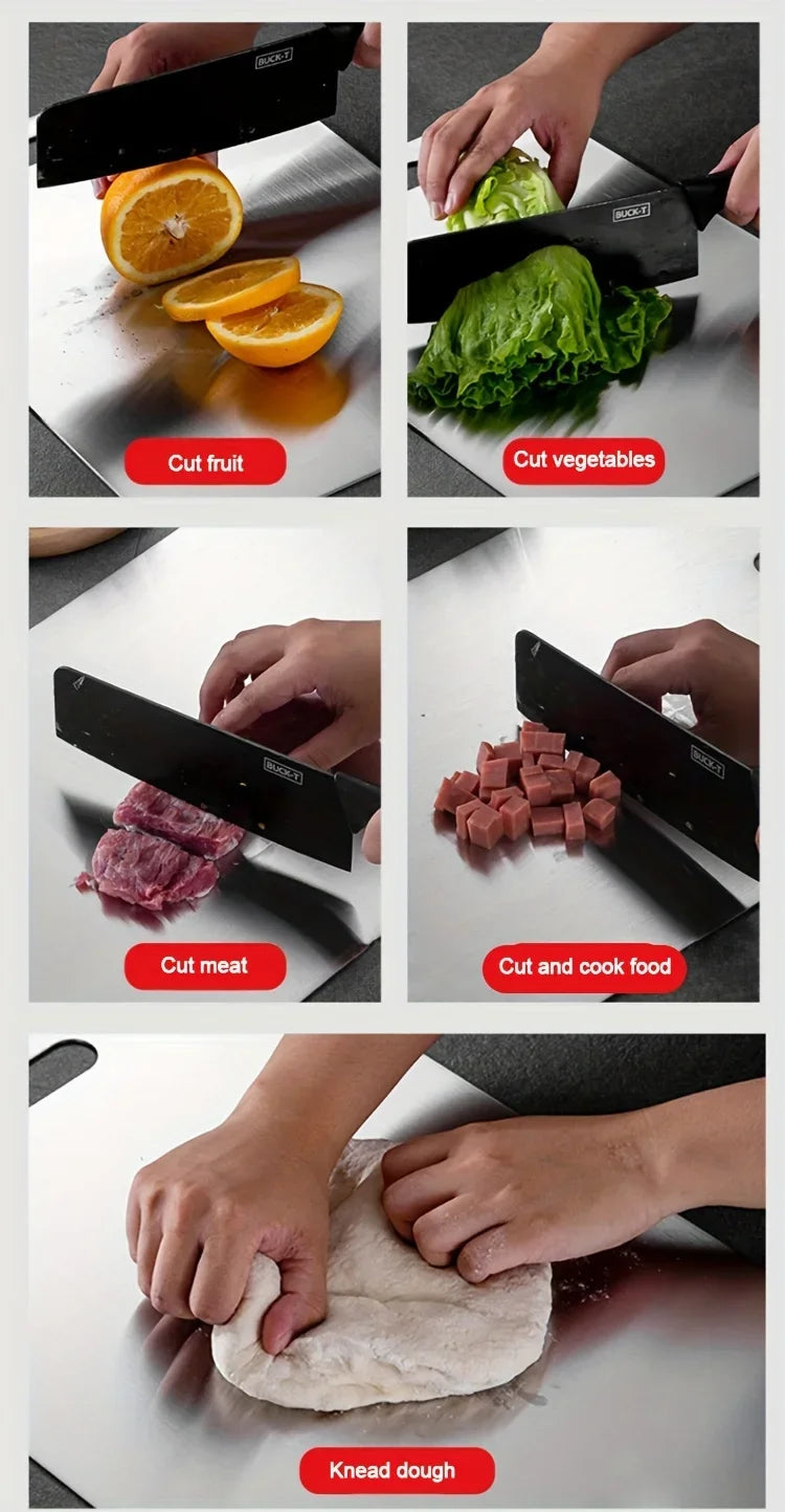 Set Di Taglieri In Acciaio Inossidabile Due Pezzi Antiscivolo Per Carne E Verdure Senza BPA E Antiruggine