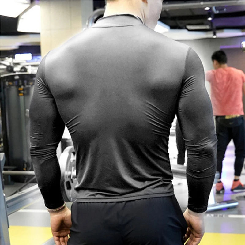 Maglietta Da Corsa Da Uomo Ad Asciugatura Rapida A Maniche Lunghe Per Fitness E Allenamento Palestra Top S5XL