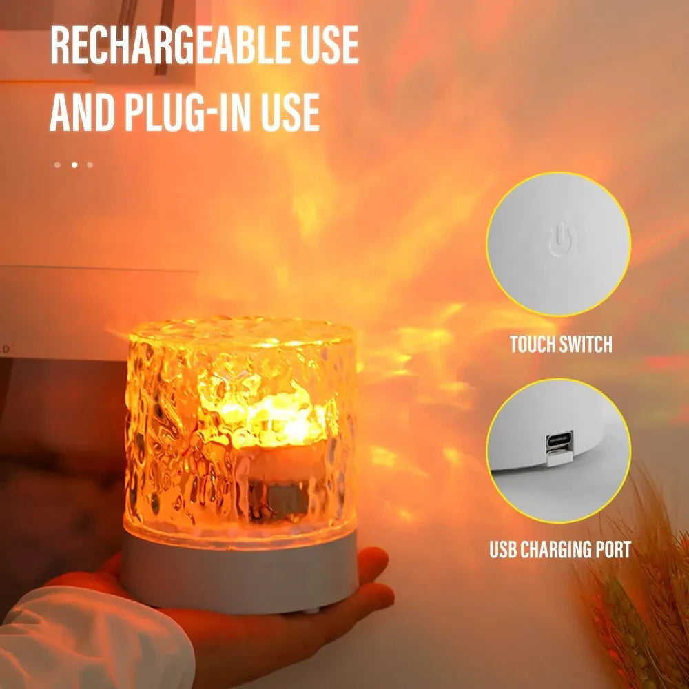 LED Water Ripple Light Luce Notturna in Cristallo RGB Dimmable Lampada da Tavolo Decorazione Casa Regalo Colorato