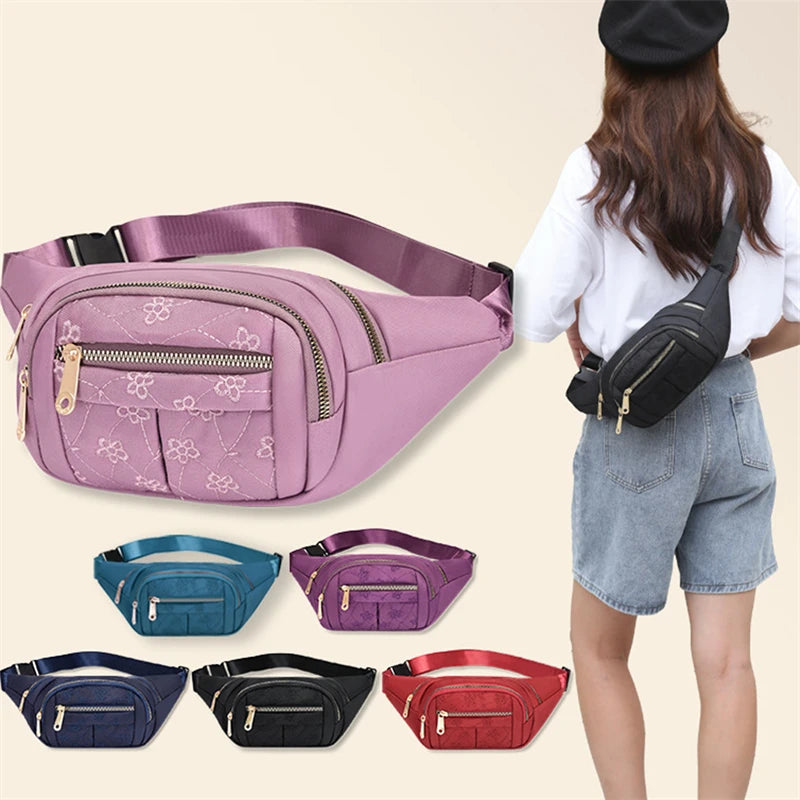 Marsupio da Donna Impermeabile in Tessuto Oxford Borsa a Cintura e Tracolla Borsa a Banana Moda Femminile