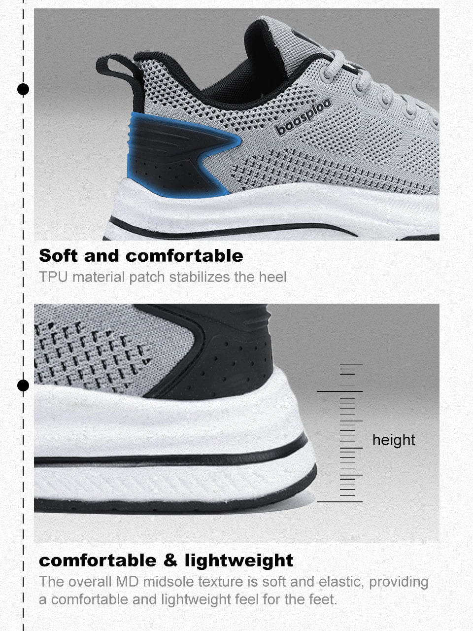 Baasploa Scarpe Da Corsa Uomo Leggere In Mesh Traspiranti Con Lacci Per Attività All Aperto