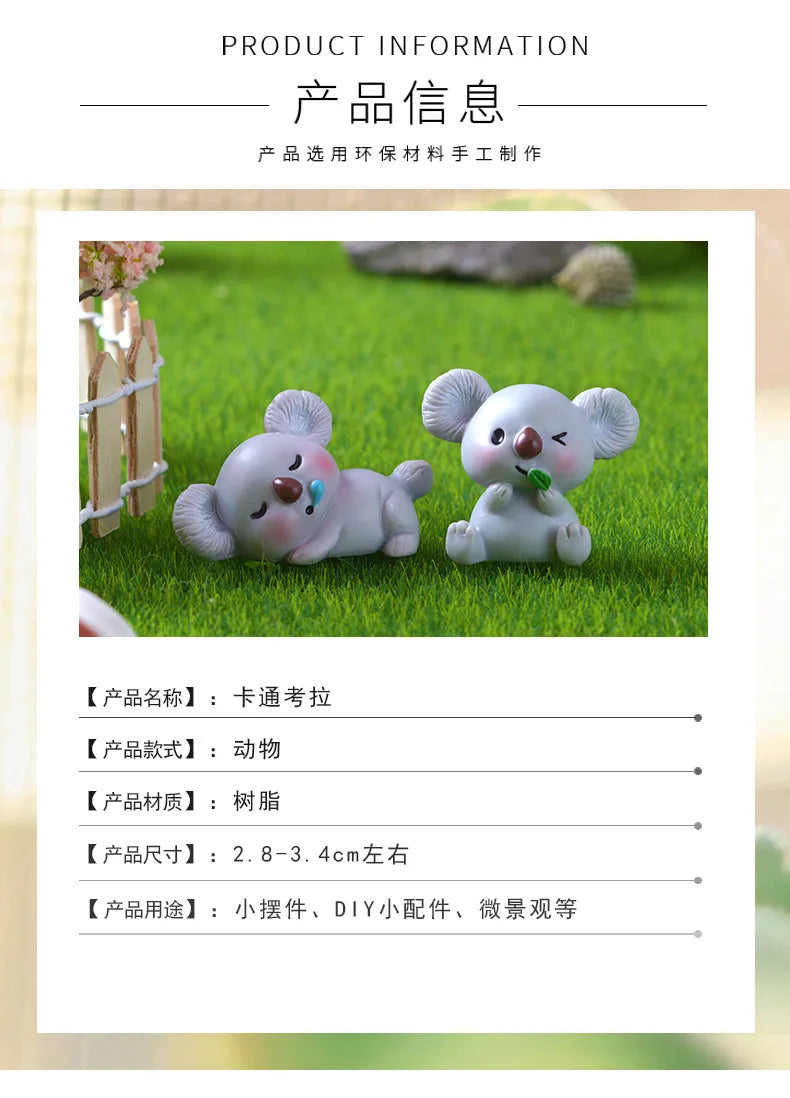 Figurine Di Koala In Resina Cartone Animato Paesaggio Decorazioni Domestiche Per Camera E Scrivania Set 4 12 20 Pezzi